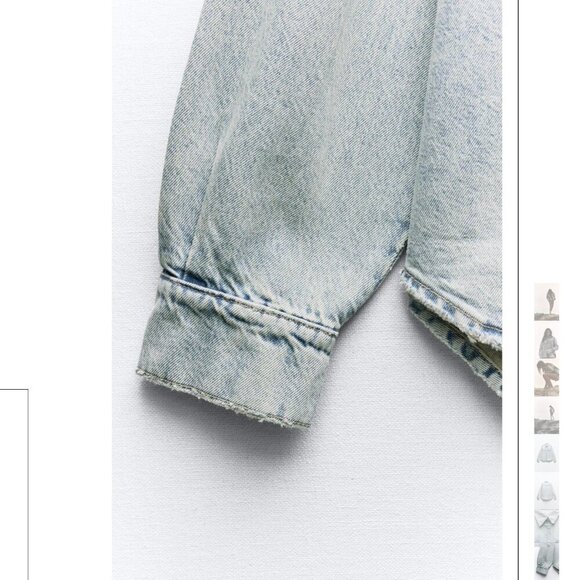ZARA Oversized Light Wash Denim Shirt - Size XS-S NEW WITH TAG! - Picture 6 of 8